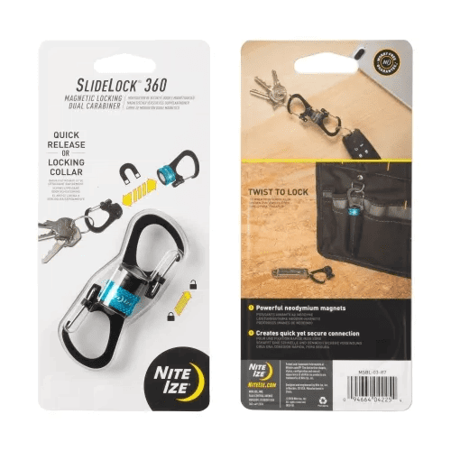 Nite-Ize SlideLock 360 Degree Magnetic Locking Dual Carabiner - Blue