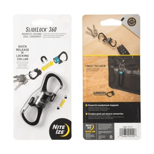 Nite-Ize SlideLock 360 Degree Magnetic Locking Dual Carabiner - Olive