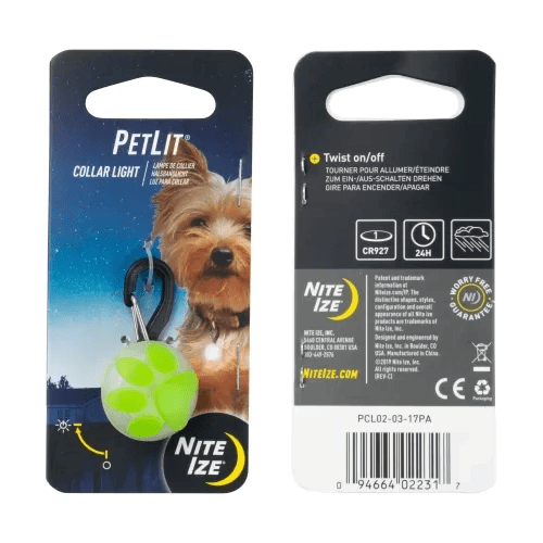 Nite-Ize PetLit Collar Light - Lime Paw
