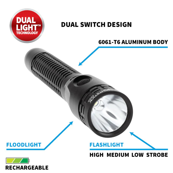 Nightstick Metal Duty/Personal-Size Dual-Light Flashlight - Rechargeable - Tactical &amp; Duty Gear