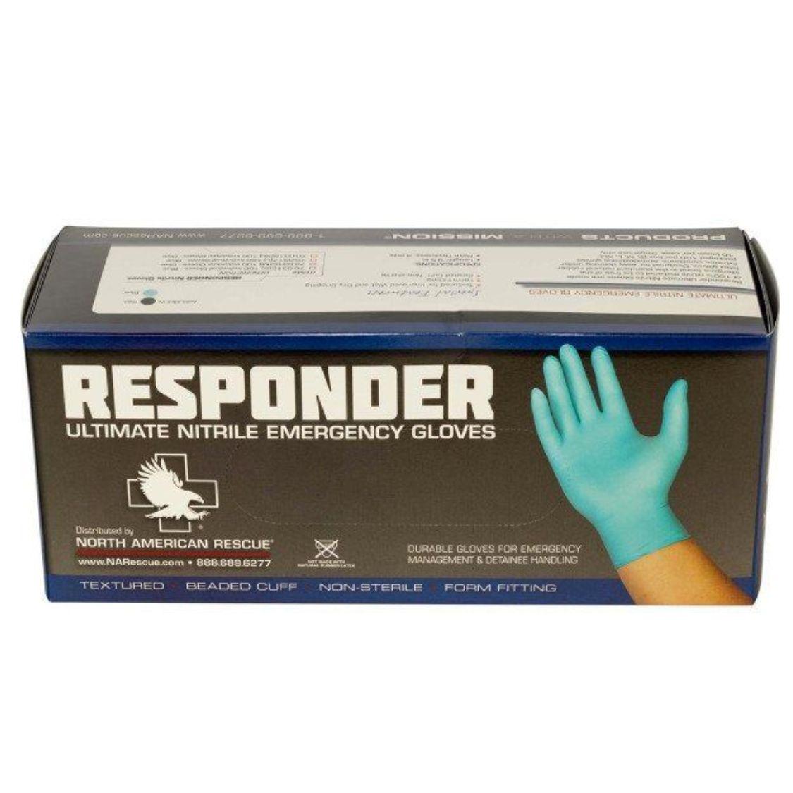 North American Rescue Responder Blue Nitrile Gloves - Box of 100 - Examination Gloves