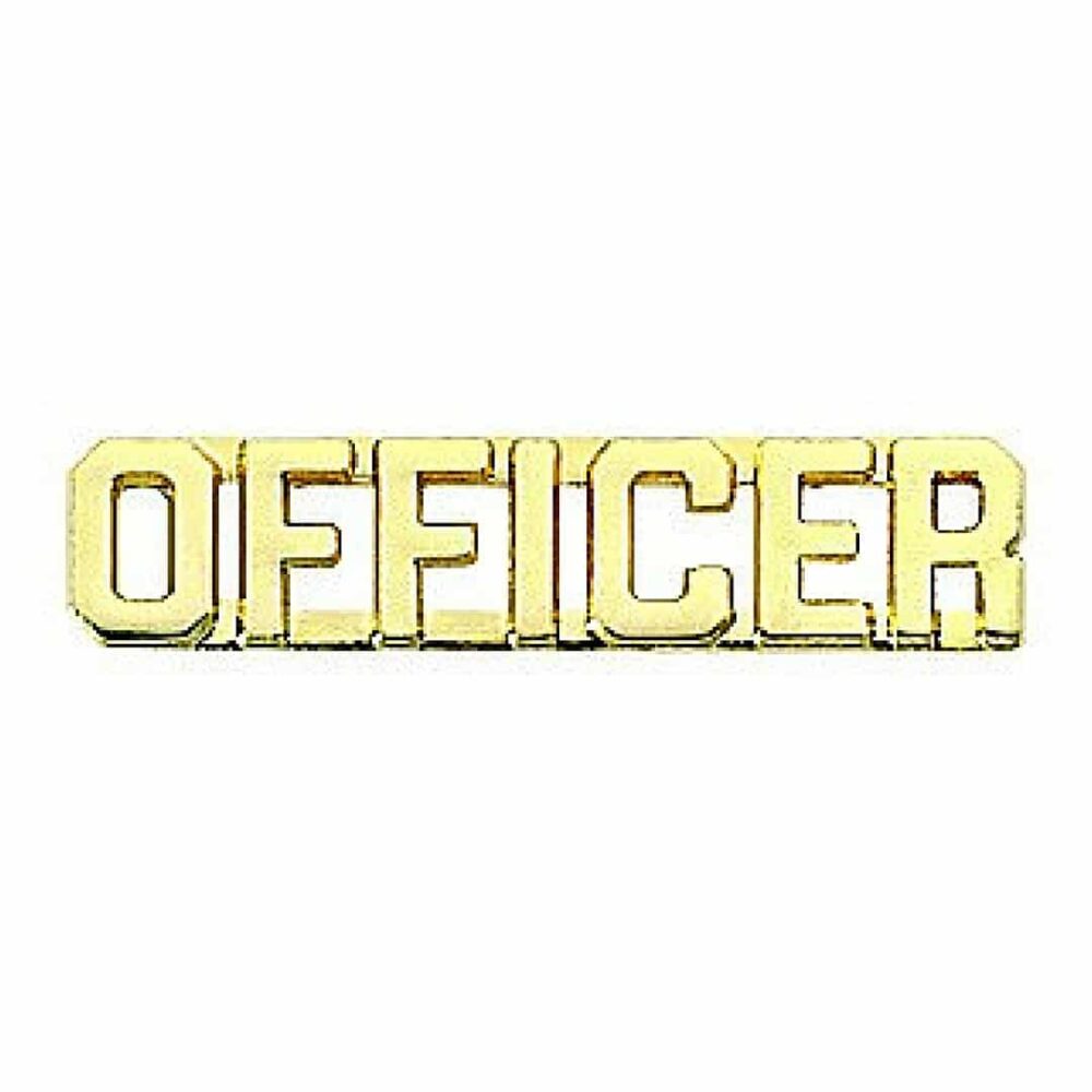 Officer Collar Pins (Pair) - Gold "OFFICER" Collar Pins (Pair) in Gold or Nickel