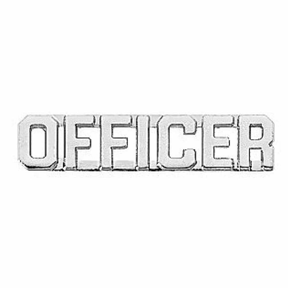 Officer Collar Pins (Pair) - Silver "OFFICER" Collar Pins (Pair) in Gold or Nickel