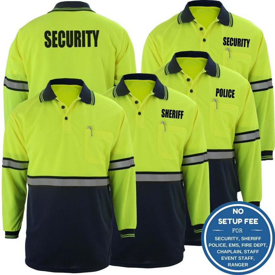 First Class Two-Tone Long-Sleeve Uniform Polo Shirt - Clothing & Accessories