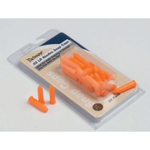 Pachmayr 22LR rimfire snap caps and dummy rounds orange polymer training cartridges MPN 03200 in clear blister pack 24 pack