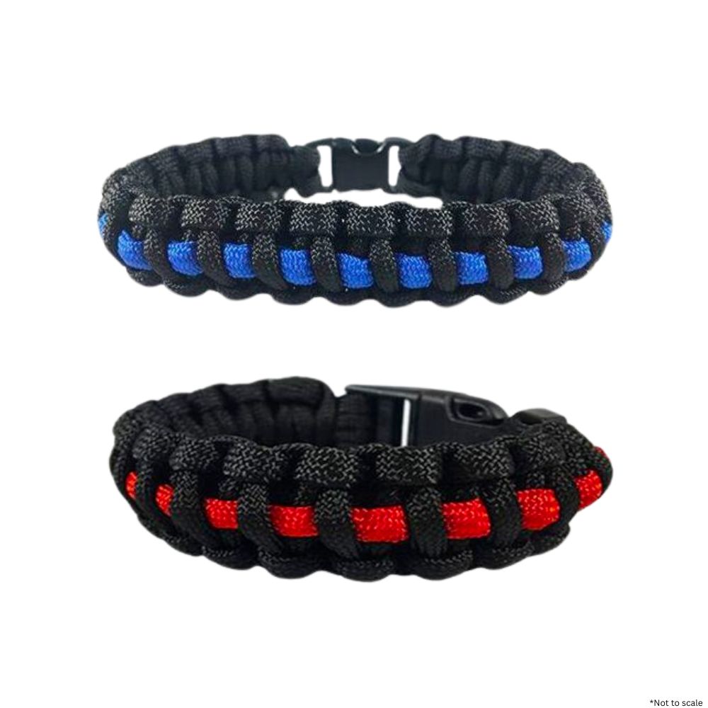 Paracord Survival Bracelet - Thin Blue/Red Line - Jewelry
