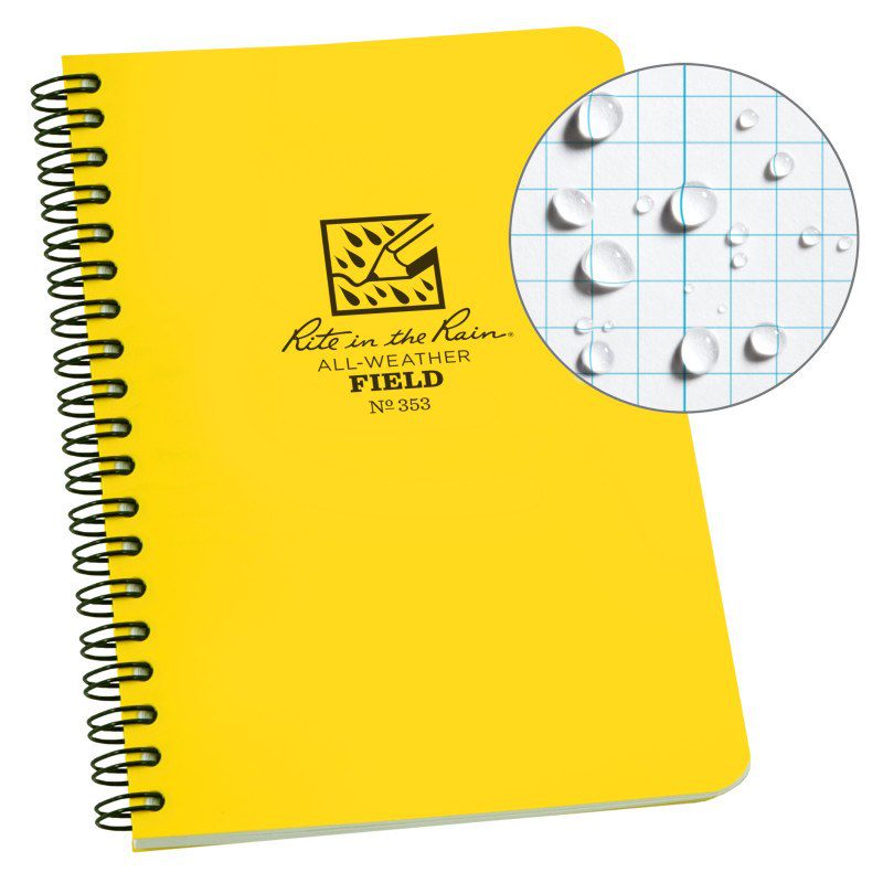 Rite in the Rain Polydura Side Spiral Field Notebook - 4.875 x 8.125 353 - Notepads, Clipboards, &amp; Pens