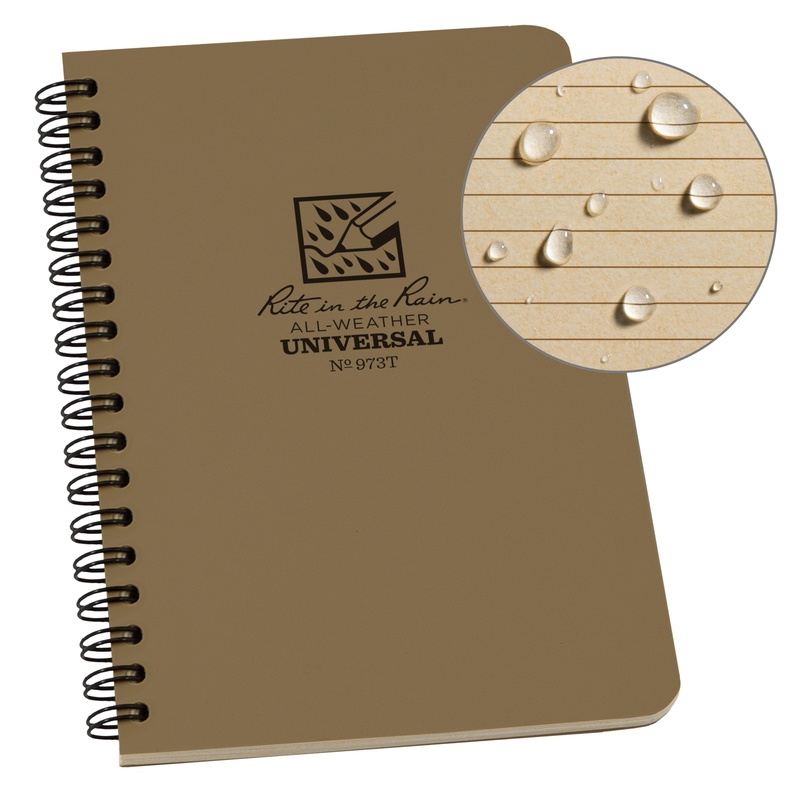 Rite in the Rain Universal Spiral Notebook - Tan 973T - Notepads, Clipboards, & Pens