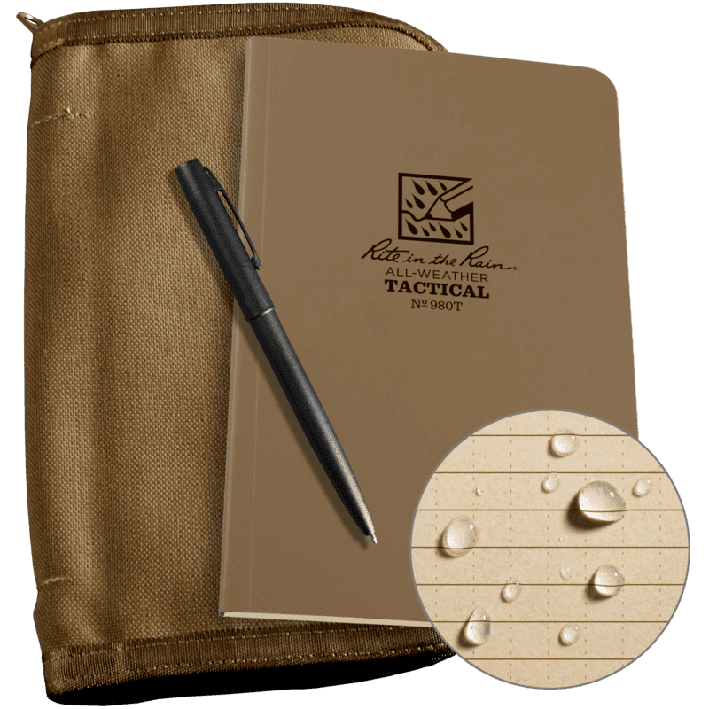 Rite in the Rain Field Book Kit - Green Book / Tan Cover 980-KIT - Notepads, Clipboards, & Pens
