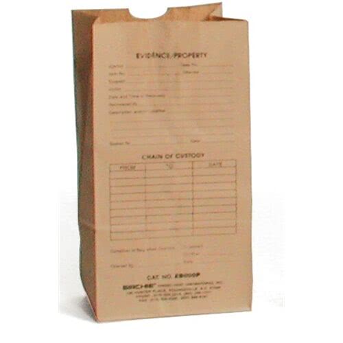Sirchie Pre-Printed Kraft Evidence Bags (Set of 100) - 5" x 3.125" x 9.825"