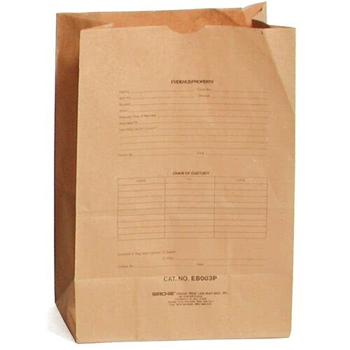 Sirchie Pre-Printed Kraft Evidence Bags (Set of 100) - 12" x 7" x 18"