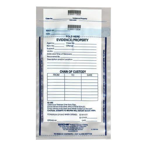 Sirchie Integrity Evidence Bag - 100 Pack - 7.5