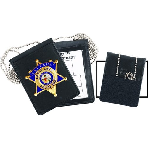 Strong Leather Company Recessed Velcro Badge And ID Holder With Chain 71600-0402 - Badges & Accessories