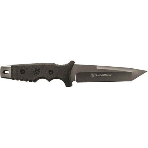 Schrade Fixed Blade Tanto 9Cr17 High Carbon Steel HL1 Rubber Handle w/Lanyard Hole and Ambidextrous Sheath SW7 - Knives