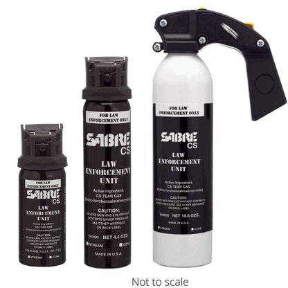 Sabre 1.5% CS Tear Gas (2oz, 4.4oz, or 18.5oz) Stream or Fogger - Tactical &amp; Duty Gear