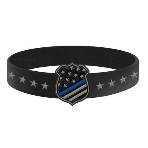 Thin Blue Line American Flag Shield Bracelet