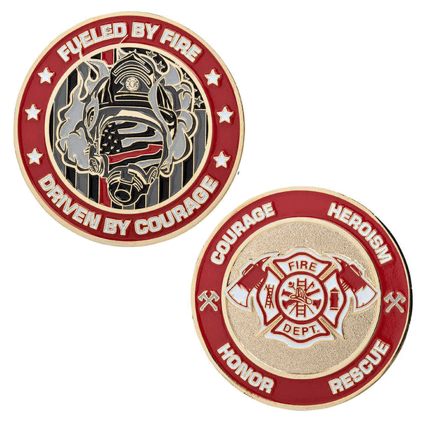 Firefighter's Thin Red Line Challenge Coin COIN-TRL-FIRE-FUELED - Jewelry