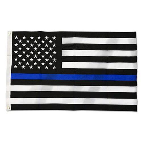 Thin Blue Line Durasleek American Flag Sewn & Embroidered