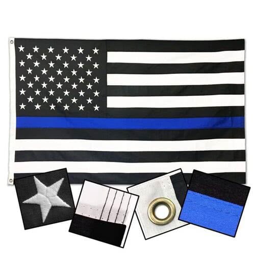 Thin Blue Line Durasleek American Flag Sewn & Embroidered
