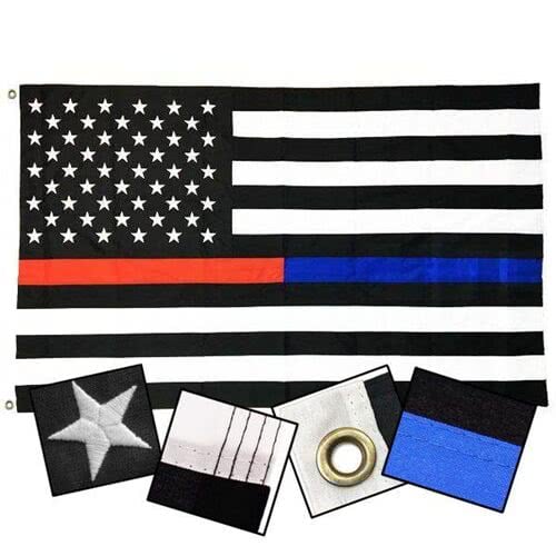Thin Blue Line Durasleek American Flag Sewn & Embroidered