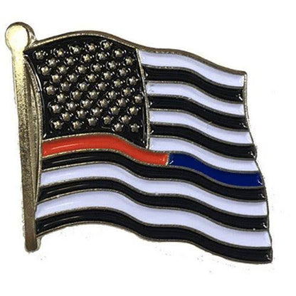 Thin Blue Line/Thin Red Line Dual American Flag Pin