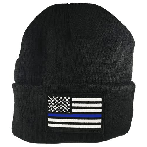 Thin Blue Line Thin Blue Line Flag Embroidered Beanie