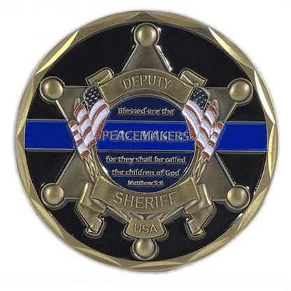 Thin Blue Line Deputy Sheriff Saint Michael Challenge Coin