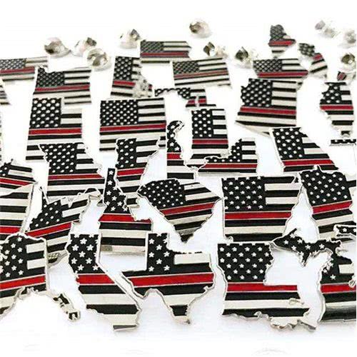 Thin Blue Line and Thin Red Line American State Flag Pins - Pins