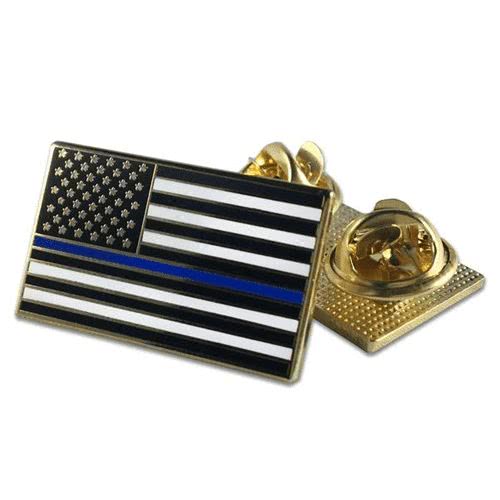 Thin Blue Line or Thin Red Line American Flag Pin Double with Clutch Backing