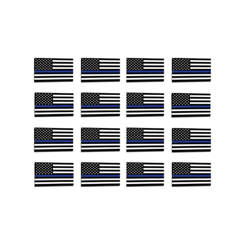 Thin Blue Line American Flag Sticker - 1 x 1.5 Inches - Pack of 50 - Emblems, Patches and Flags