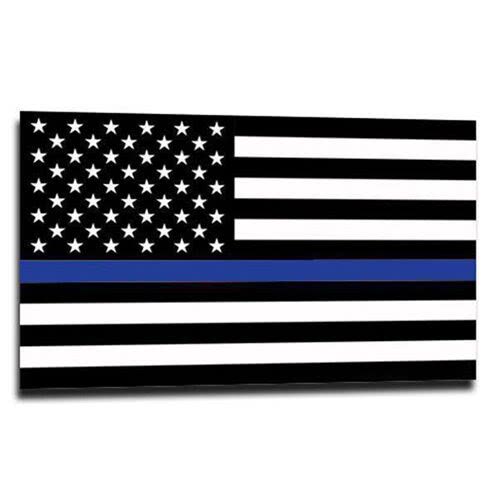 Thin Blue Line American Flag Sticker - 2.5 x 4.5 Inches - Clothing & Accessories
