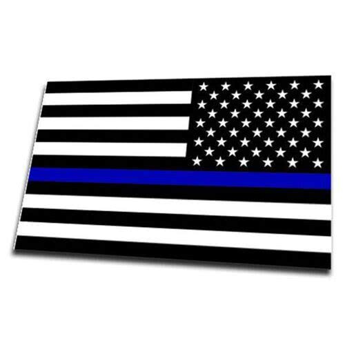 Thin Blue Line American Flag Sticker - Reverse - 6 x 4 Inches - Clothing & Accessories
