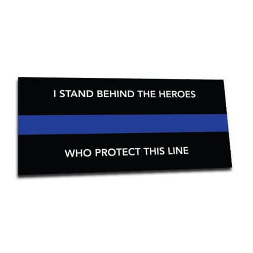Thin Blue Line I Stand Behind Sticker - 9 x 4 Inches - Clothing & Accessories