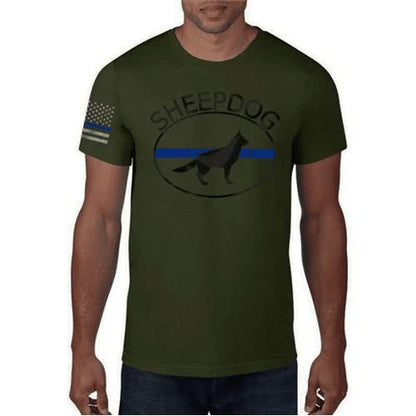 Thin Blue Line Men's "Sheepdog" T-Shirt - Olive Drab