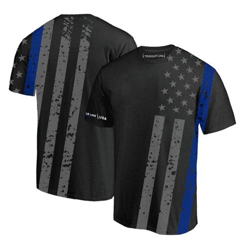 Thin Blue Line Athletic T-Shirt - All-Over Thin Blue Line Flag