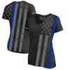 Thin Blue Line Women's Athletic V-Neck T-Shirt - All-Over TBL Flag