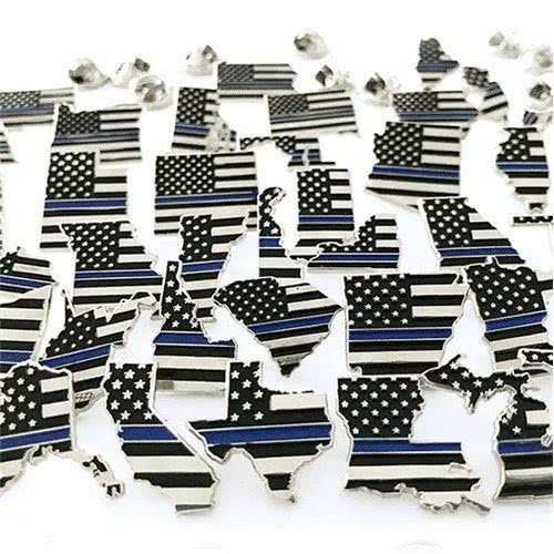 Thin Blue Line and Thin Red Line American State Flag Pins