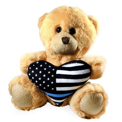 Thin Blue Line Teddy Bear with Thin Blue Line/Thin Red Line Heart