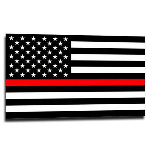 Thin Blue Line Thin Red Line American Flag Sticker – 6 x 4 Inches - Clothing & Accessories