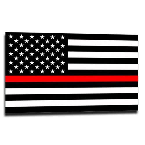Thin Blue Line Thin Red Line American Flag Sticker – 6 x 4 Inches - Clothing &amp; Accessories
