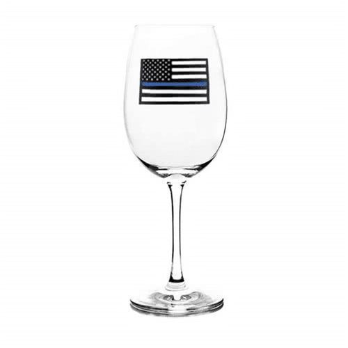 Thin Blue Line Wine Glass - Thin Blue Line Flag 12 oz