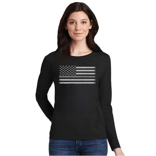 Thin Blue Line Women's - Long Sleeve Classic Thin Blue/Silver/Red/Gold/Green Line - Thin Silver Line, 3XL
