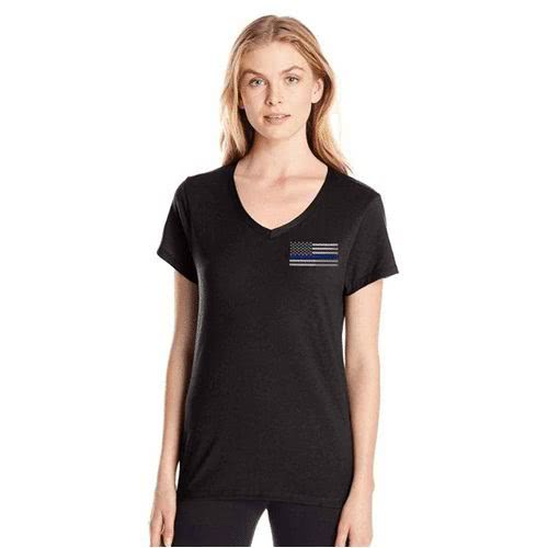 Women's Patriotic Thin Blue Line V-Neck T-shirt