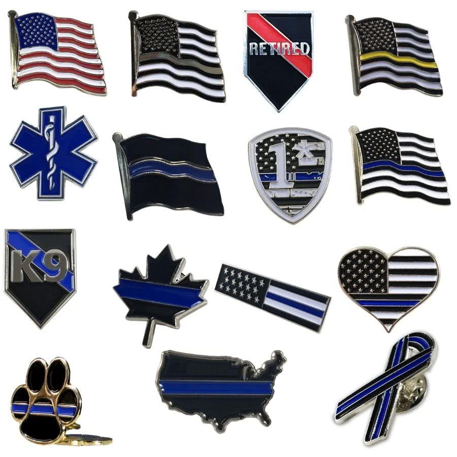 Thin Blue Line, Thin Red Line, Thin Gold Line, Thin Silver Line Pins - Pins Nameplates Lanyards