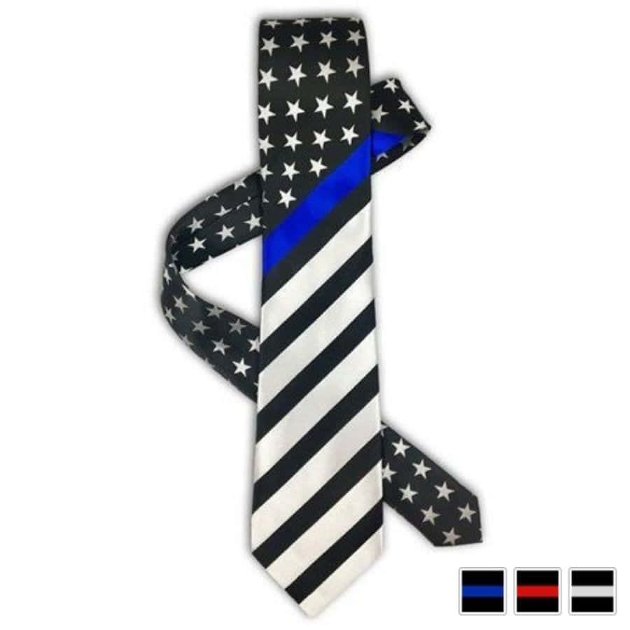 Thin Blue Line - Thin Red Line - Thin Silver Line Flag Tie - Clothing & Accessories