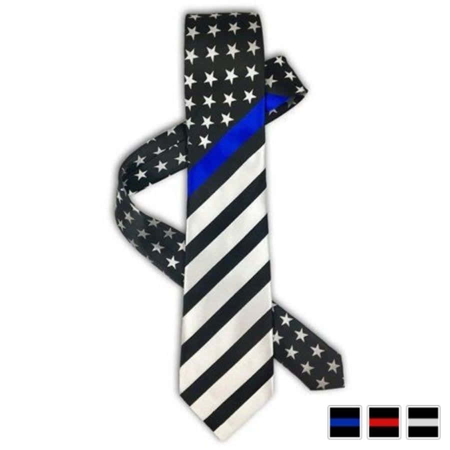 Thin Blue Line - Thin Red Line - Thin Silver Line Flag Tie - Clothing &amp; Accessories