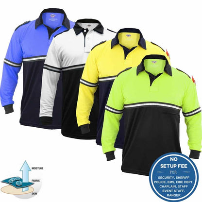 Two-Tone Long Sleeve Bike Patrol Uniform Polo Shirt (Plain or with POLICE, SHERIFF, EVENT STAFF, SECURITY, and more) - Bike Patrol Clothing