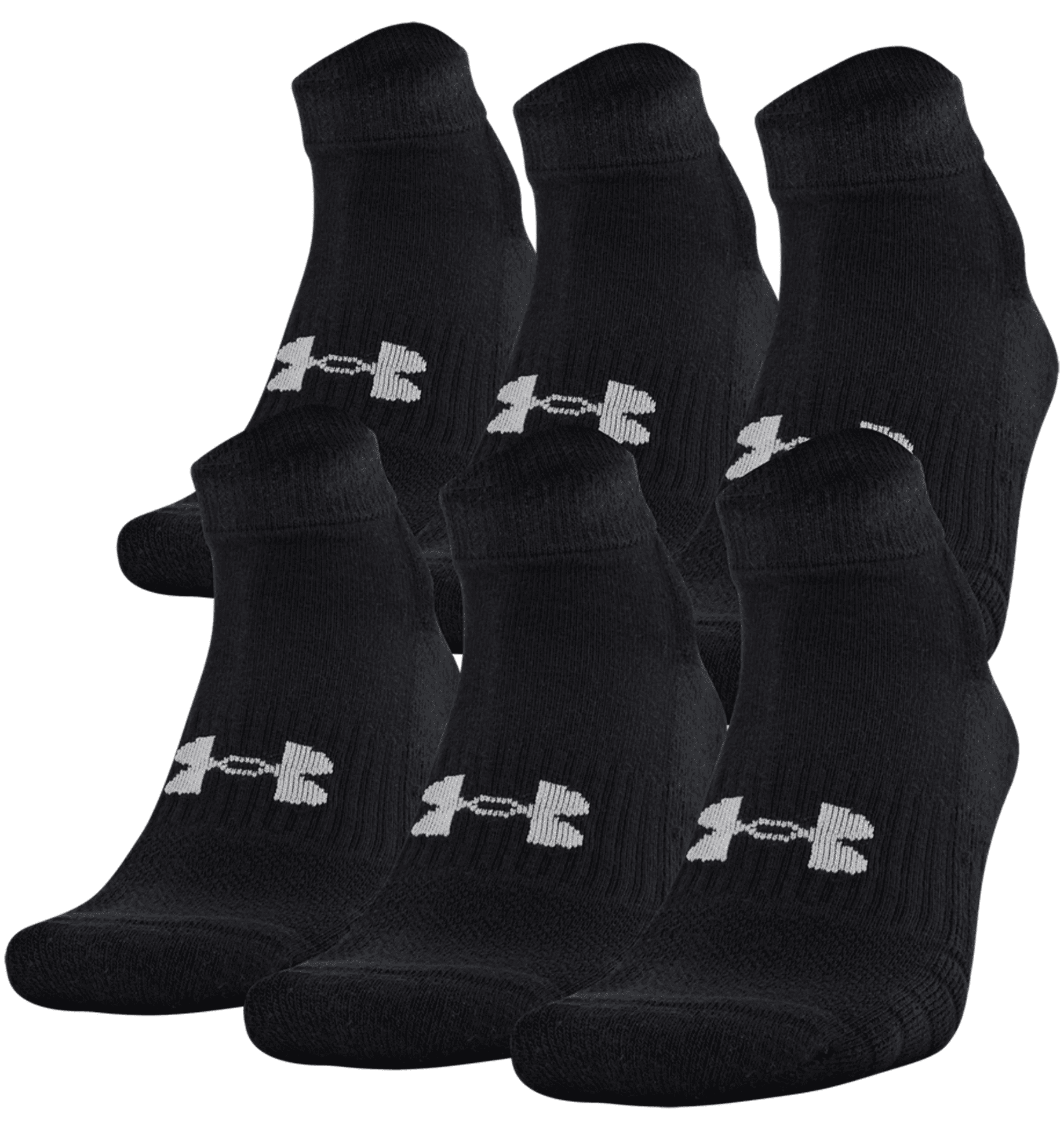 Under Armour Unisex UA Training Cotton Low Cut 6-Pack Socks 1346791 - Black, L