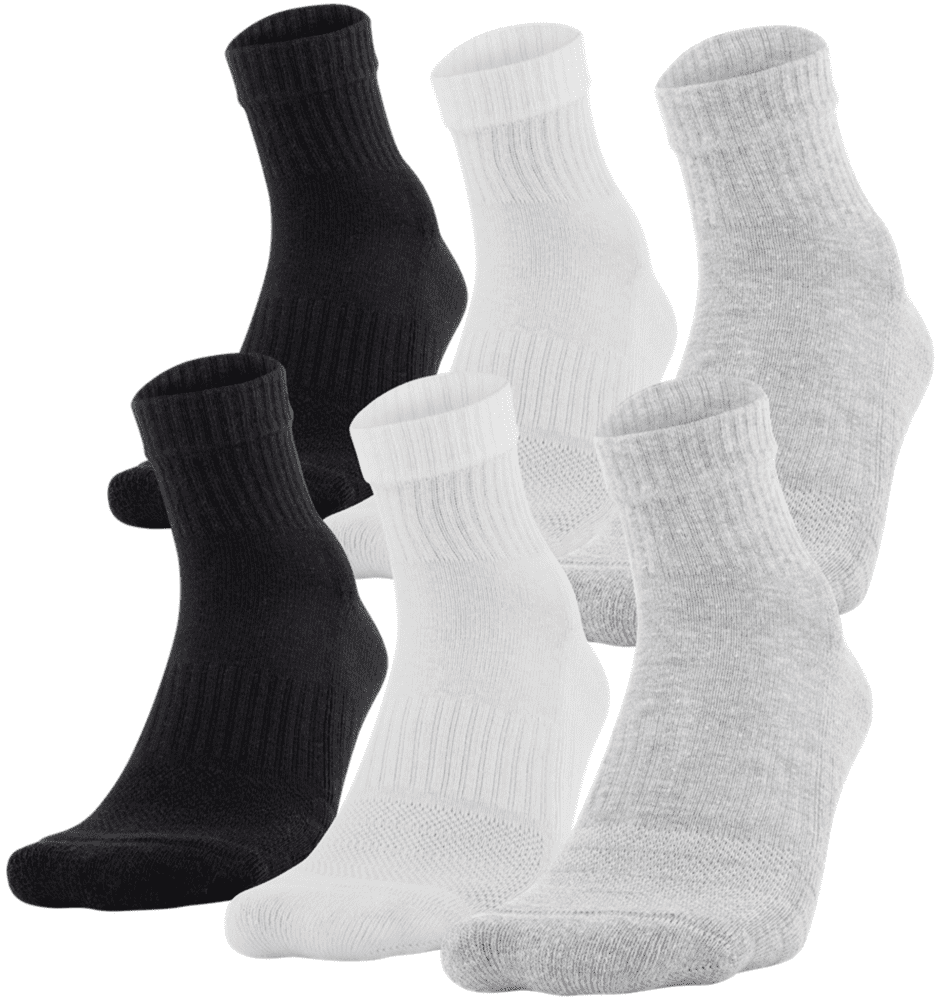 Under Armour Unisex Training Cotton Quarter 6-Pack Socks - Steel Full Heather/Assorted, M