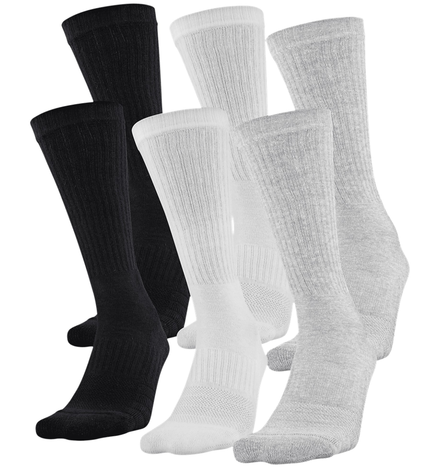 Under Armour Unisex UA Training Cotton Crew 6-Pack Socks - Steel Full Heather/Assorted, L